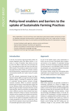 First page of policy brief