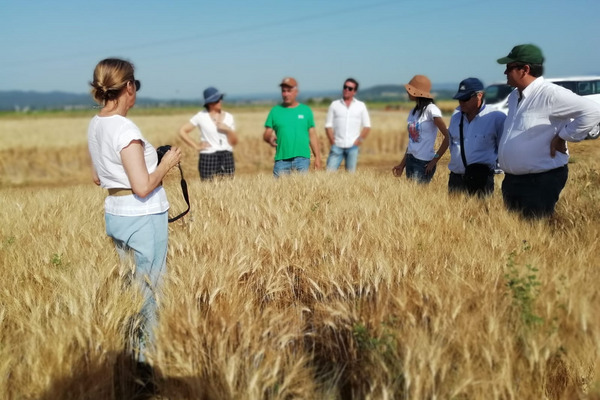 A group of people standing on a field